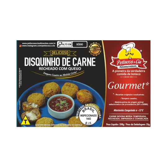 DISQUINHO DE CARNE BOVINA RECHEADO COM QUEIJO 350G-0
